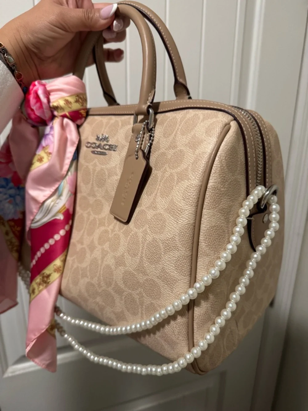 NWT Coach Large Rowan Signature Print Taupe - Picture 5 of 7
